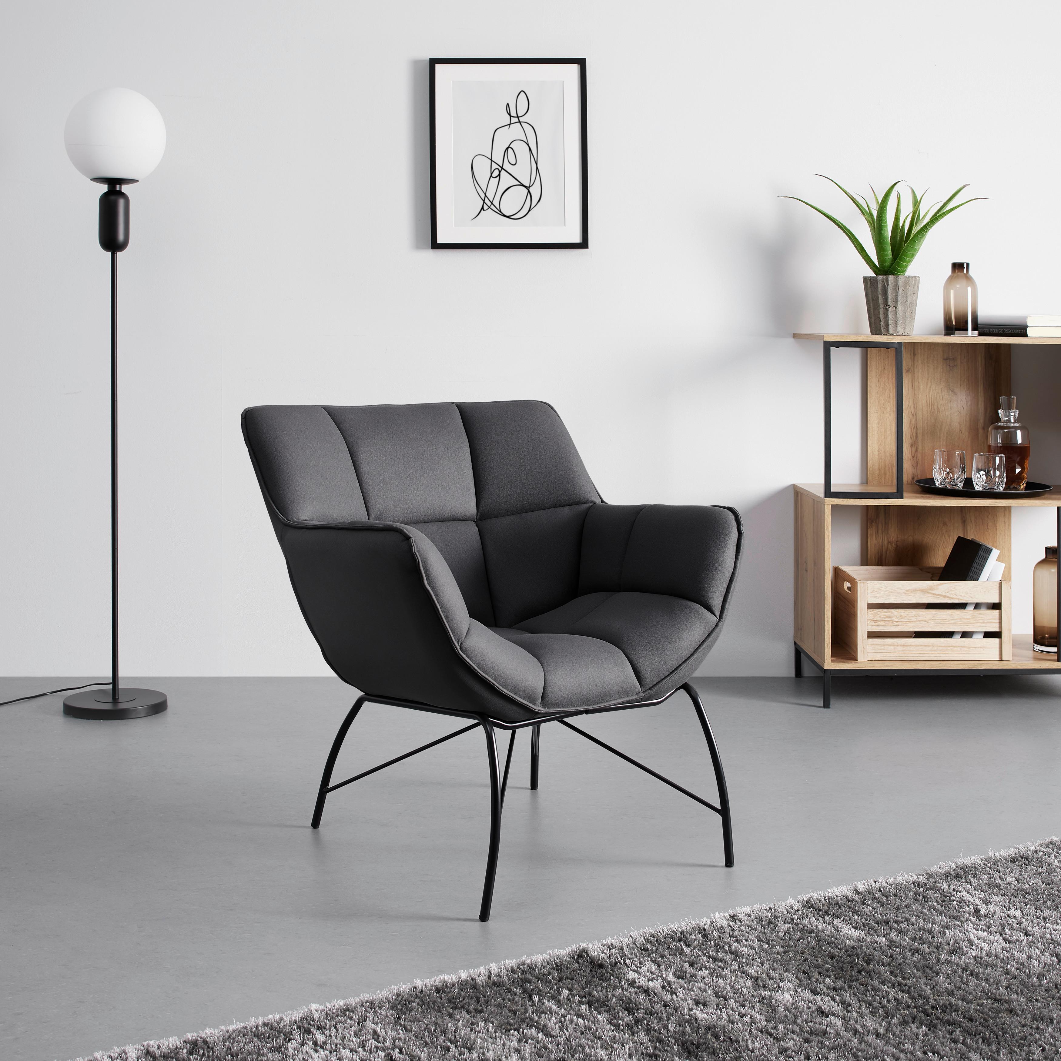 Kreslo Robin Tmavosivé - čierna/tmavosivá, Moderný, kov/textil (72/78/81cm) - Bessagi Home