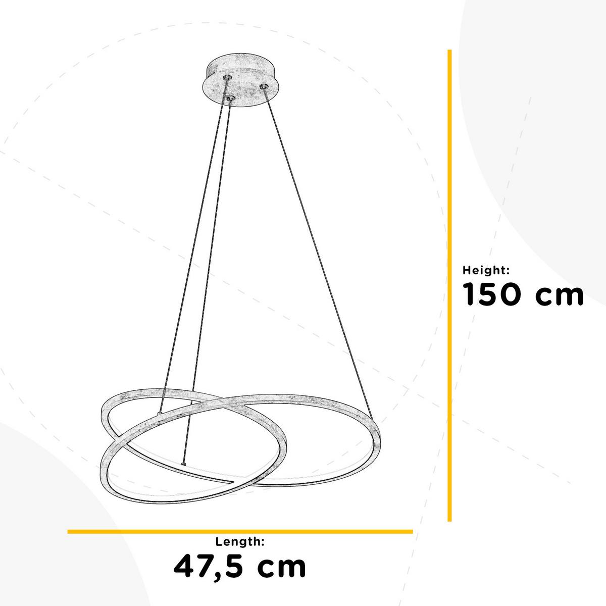 LED-Pendelleuchte Liberty Goldfarben L: 48cm 30w - Goldfarben, Design, Metall (48/48/150cm)