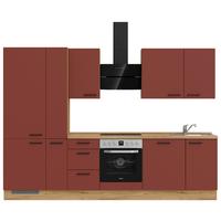 Küchenleerblock Easytouch High-Line, H7 Links - Eichefarben/Rot, MODERN, Holzwerkstoff (300cm) - Nobilia