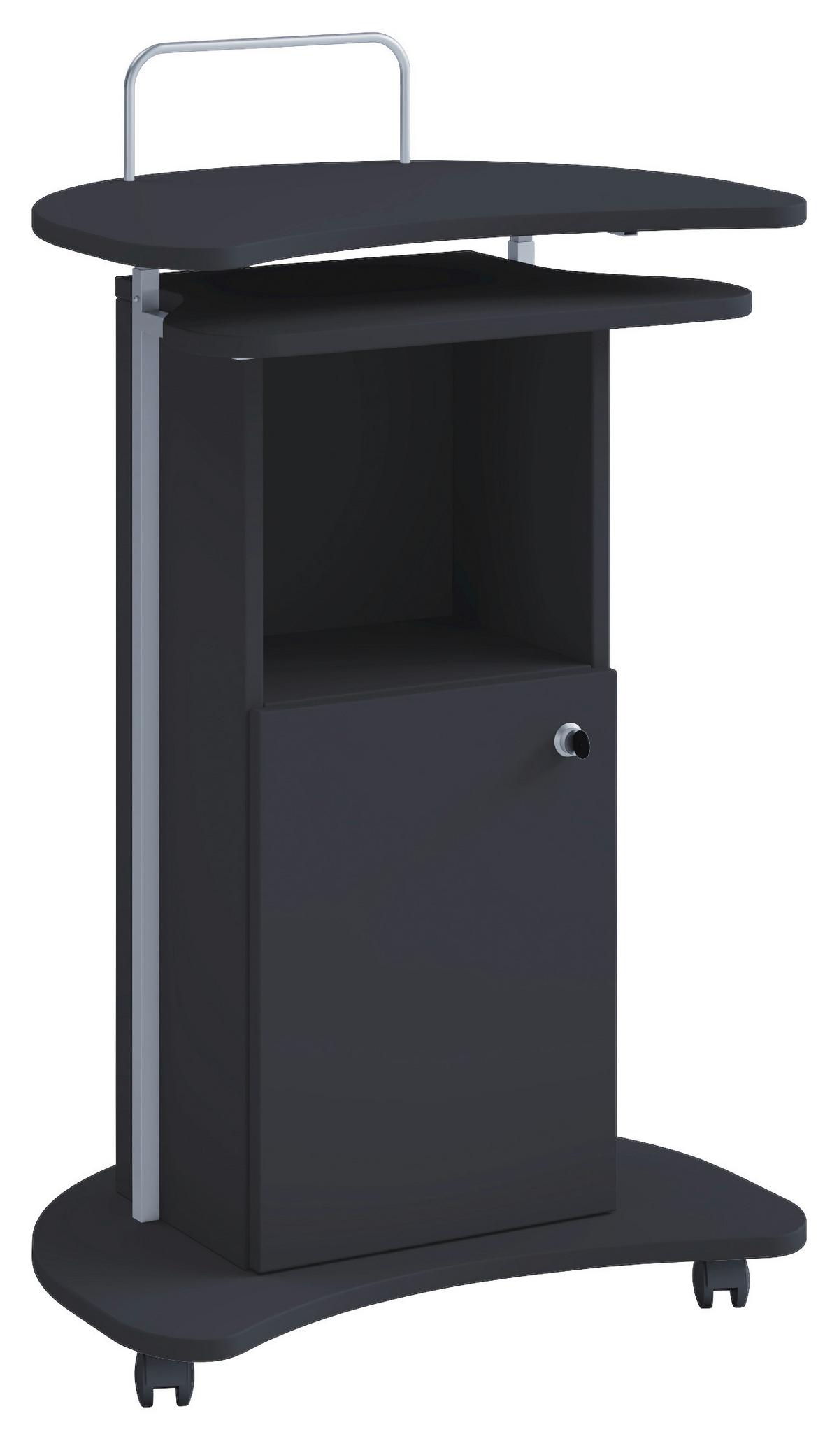 Stehpult mit Stauraum + Rollen B 56cm H 93cm Komil, Schwarz - Schwarz, Basics, Holzwerkstoff (56/41/93cm) - MID.YOU