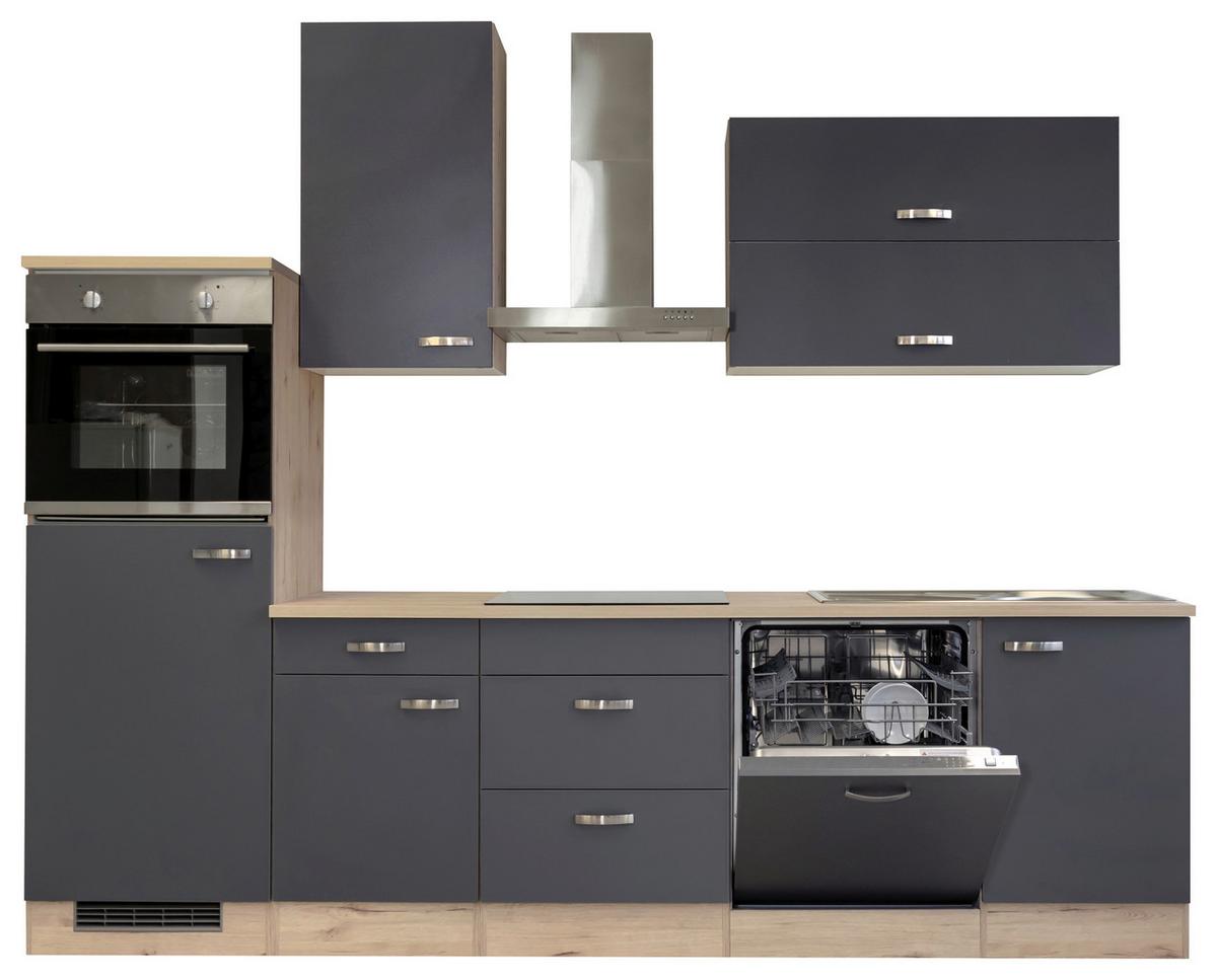 Küchenzeile Shadow Mit Geräten 280 Cm Grau/eiche Dekor - Eiche San Remo/Grau, MODERN, Holzwerkstoff (280cm)