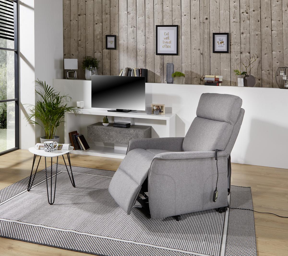 Tv-fotel Graham - szürke, Konventionell, textil/fém (66/80-97/90-159,5cm) - Luca Bessoni