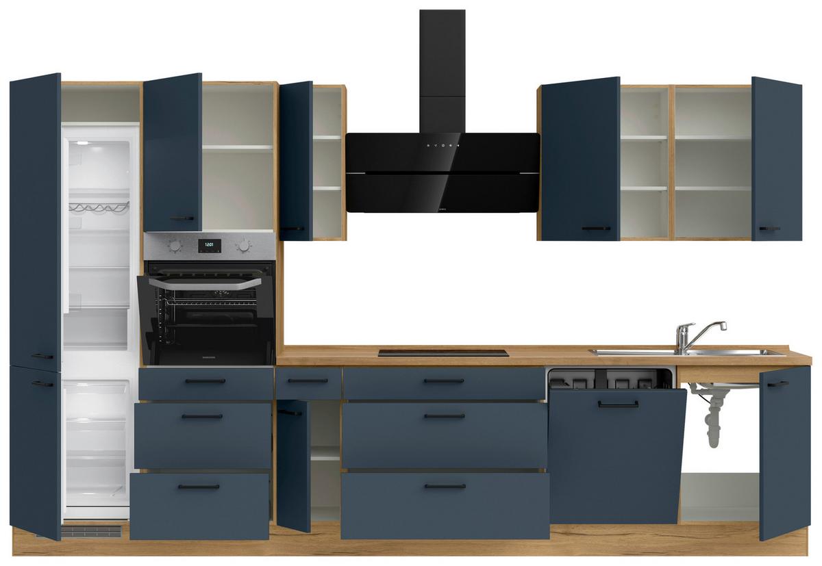 Küchenleerblock Easytouch High-Line, H12 Links - Blau/Eichefarben, MODERN, Holzwerkstoff (360cm) - Nobilia