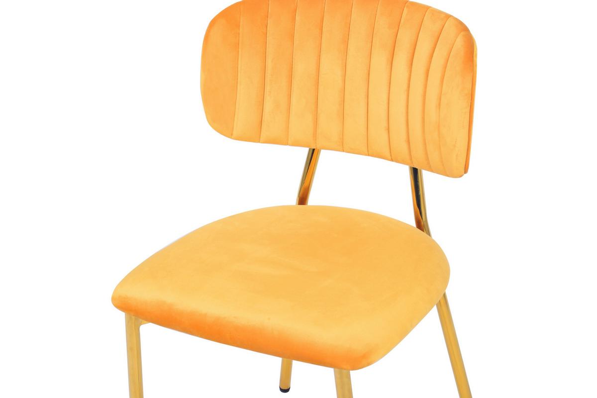 SADA STOLIČIEK KIAN - oranžová/zlatá, Modern, kov/textil (47/80/51cm) - MID.YOU