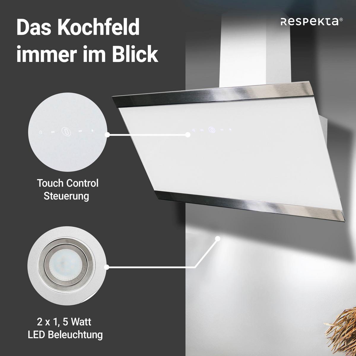 Kopffreihaube Respekta Skala Metall/Glas Weiß B: 89,5 cm - Weiß, Trend, Glas/Metall (89,5/74,2-109,2/38,5cm) - Respekta
