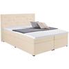 Boxspringbett mit Topper Lederlook 180x200 Luminosa - Beige/Schwarz, MODERN, Textil (180/200cm)