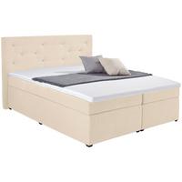 Boxspringbett Mit Topper Lederlook 180x200 Luminosa - Beige/Schwarz, MODERN, Textil (180/200cm)