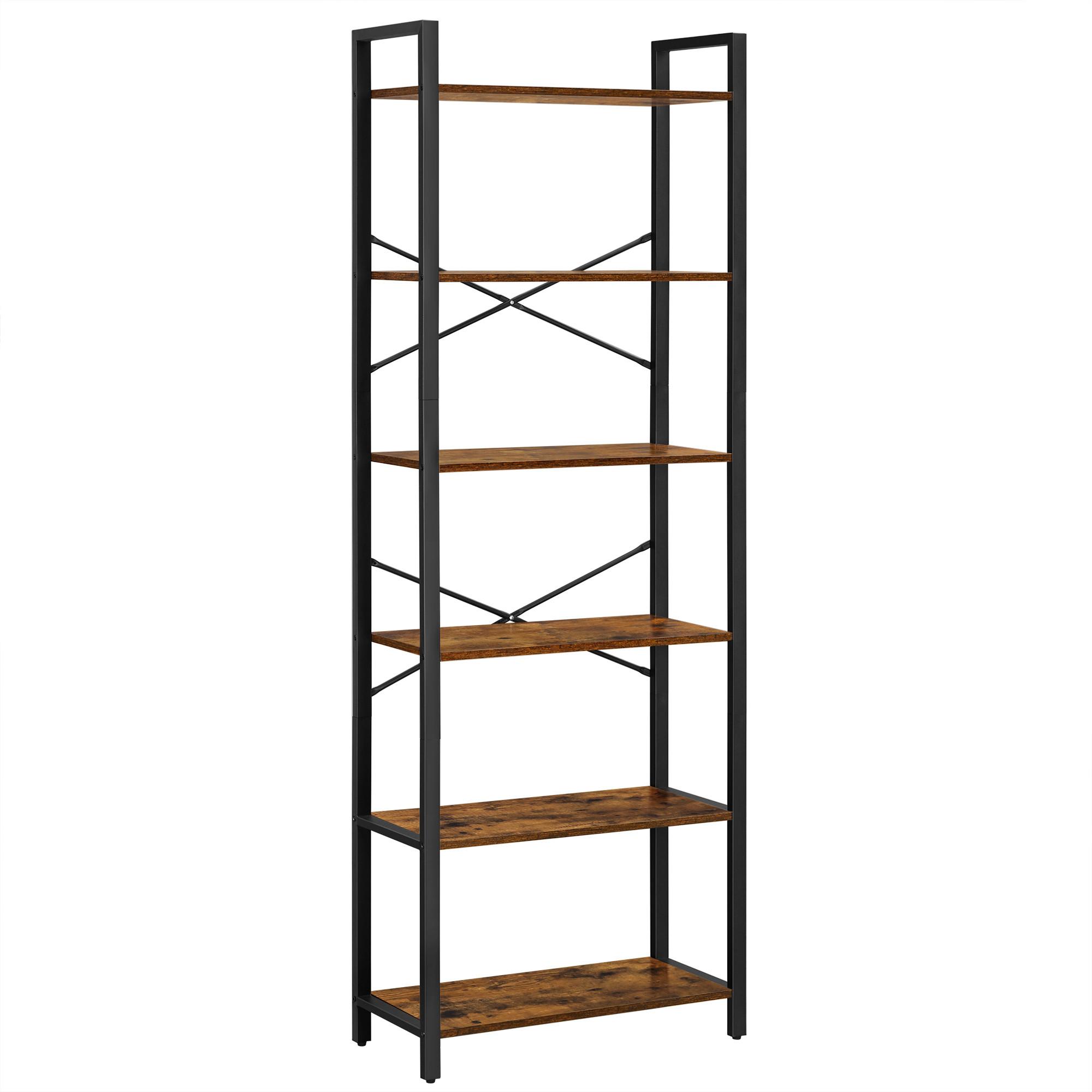 Regal Regal B: 66 cm Braun/Schwarz - Schwarz/Braun, Trend, Holzwerkstoff/Metall (66/186/30cm) - Boxxx