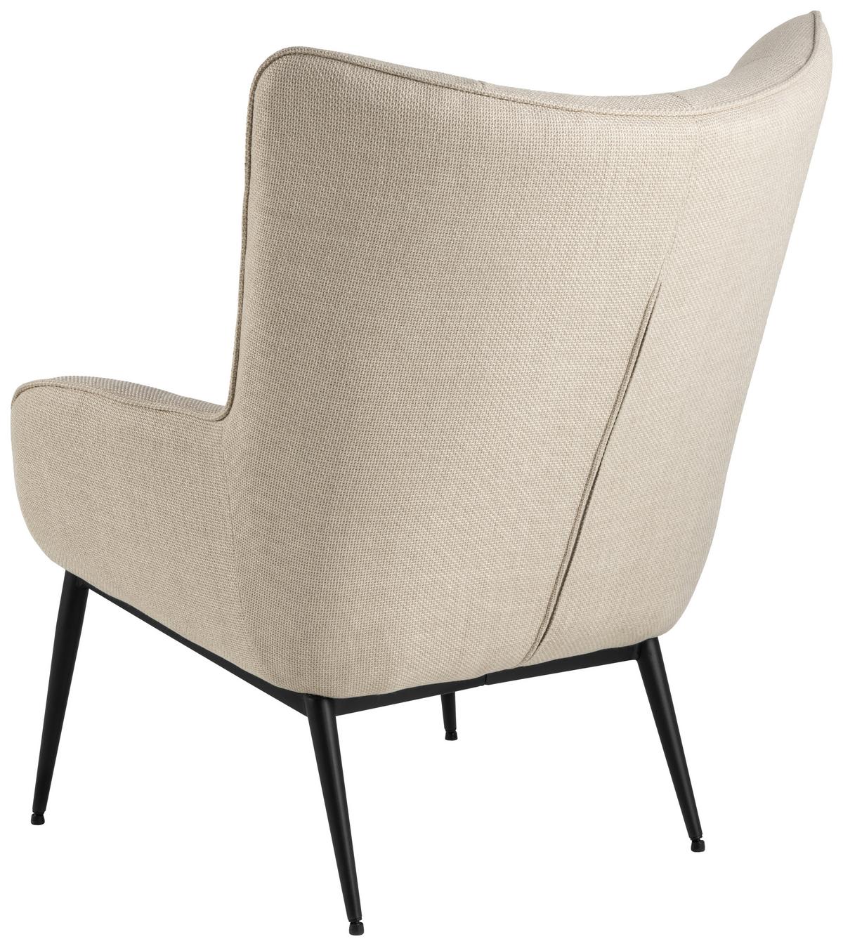 Ohrensessel Redding - Beige/Schwarz, Design, Textil (76,5/99/89,5cm) - MID.YOU