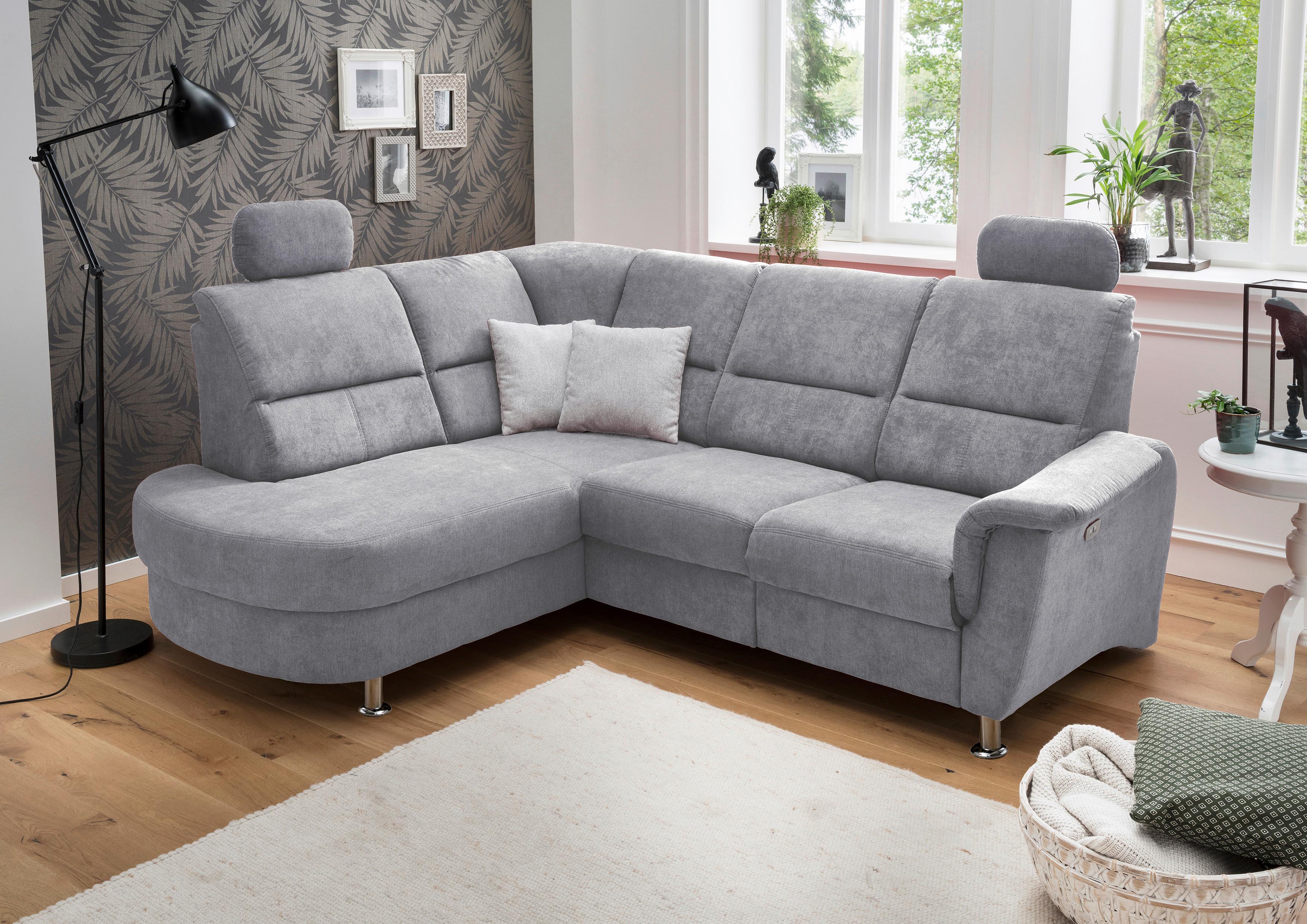 Ecksofa Parole Grau S: 184/231 cm - Chromfarben/Grau, KONVENTIONELL, Textil (184/231cm) - Livetastic