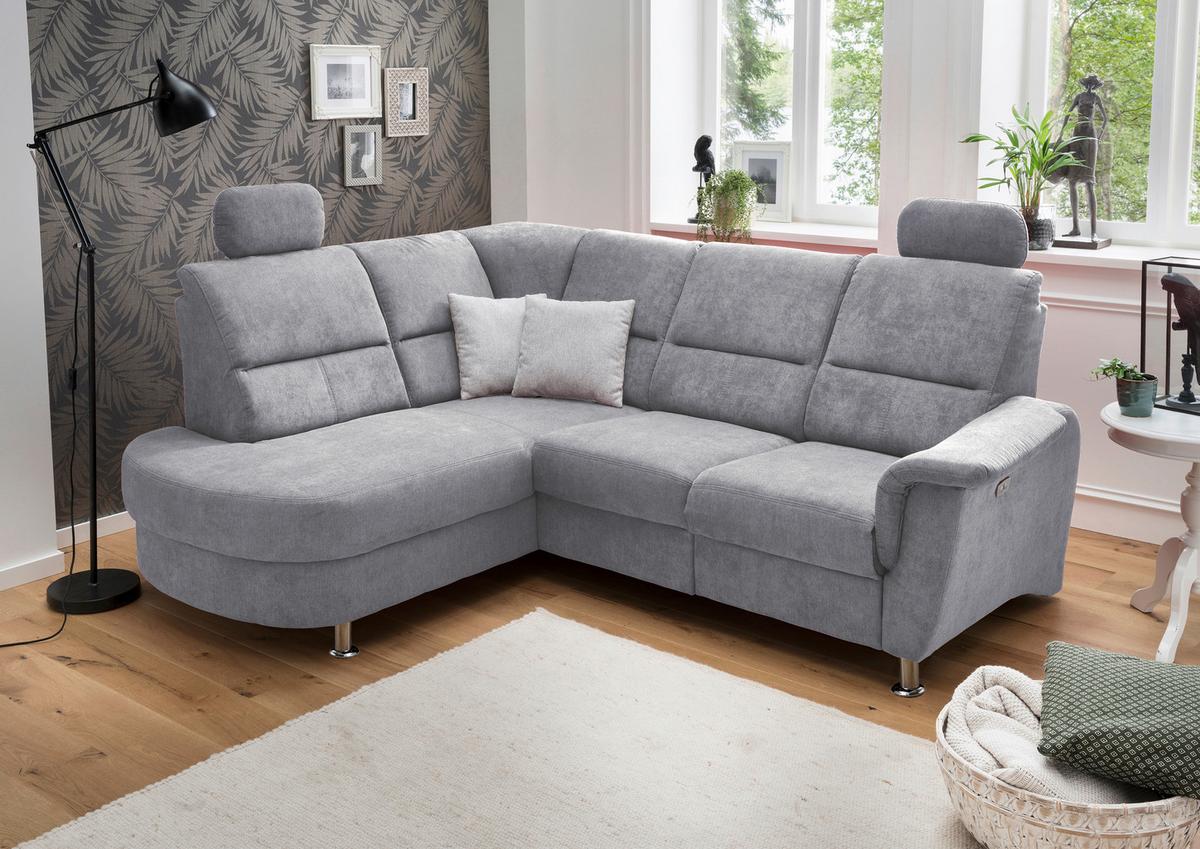 Ecksofa Parole Grau S: 184/231 cm - Chromfarben/Grau, KONVENTIONELL, Textil (184/231cm) - Livetastic