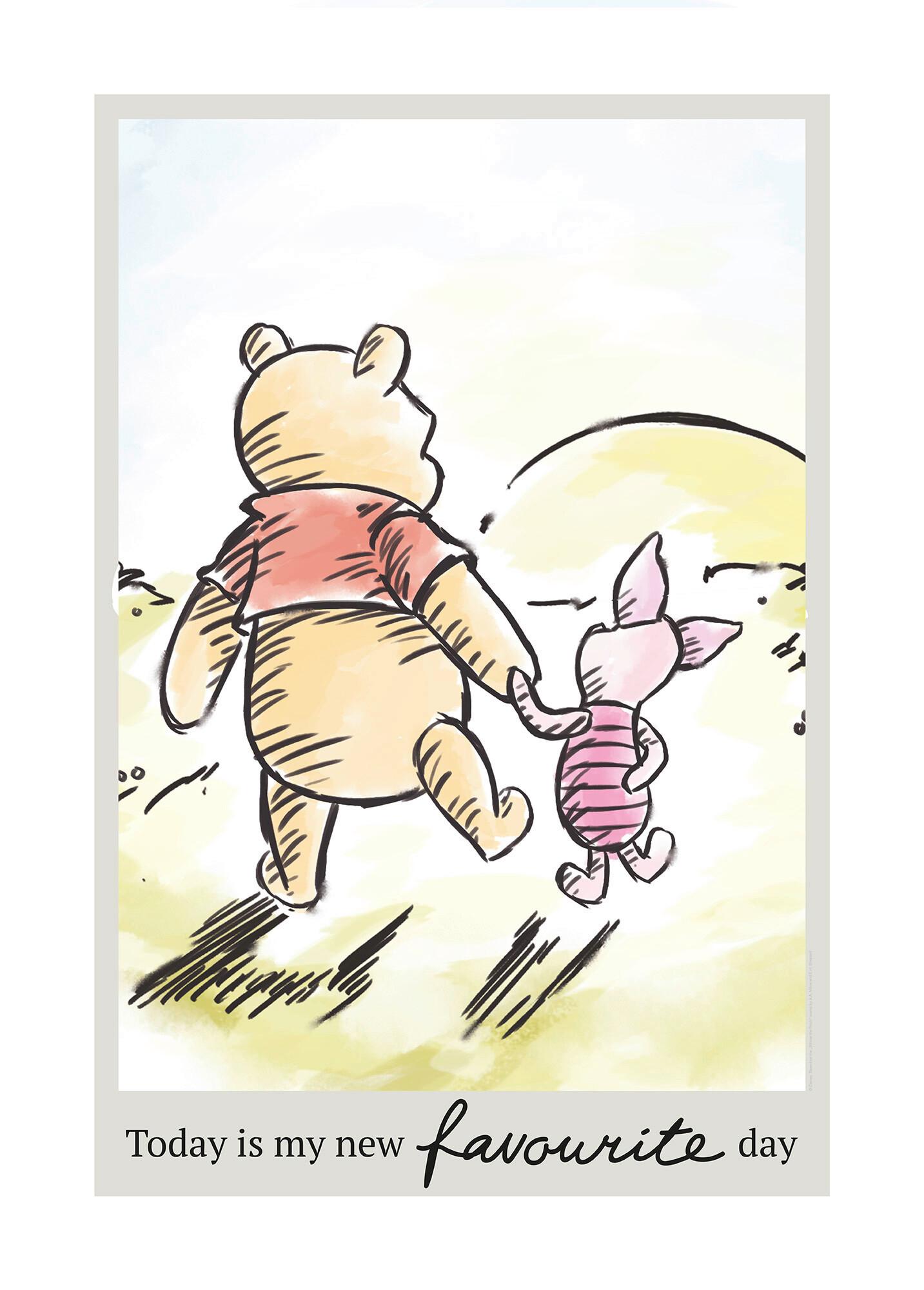 Kinderbild Winnie Pooh Gelb, B/h: 30x40cm - Gelb, Basics, Papier (30/40cm) - Disney