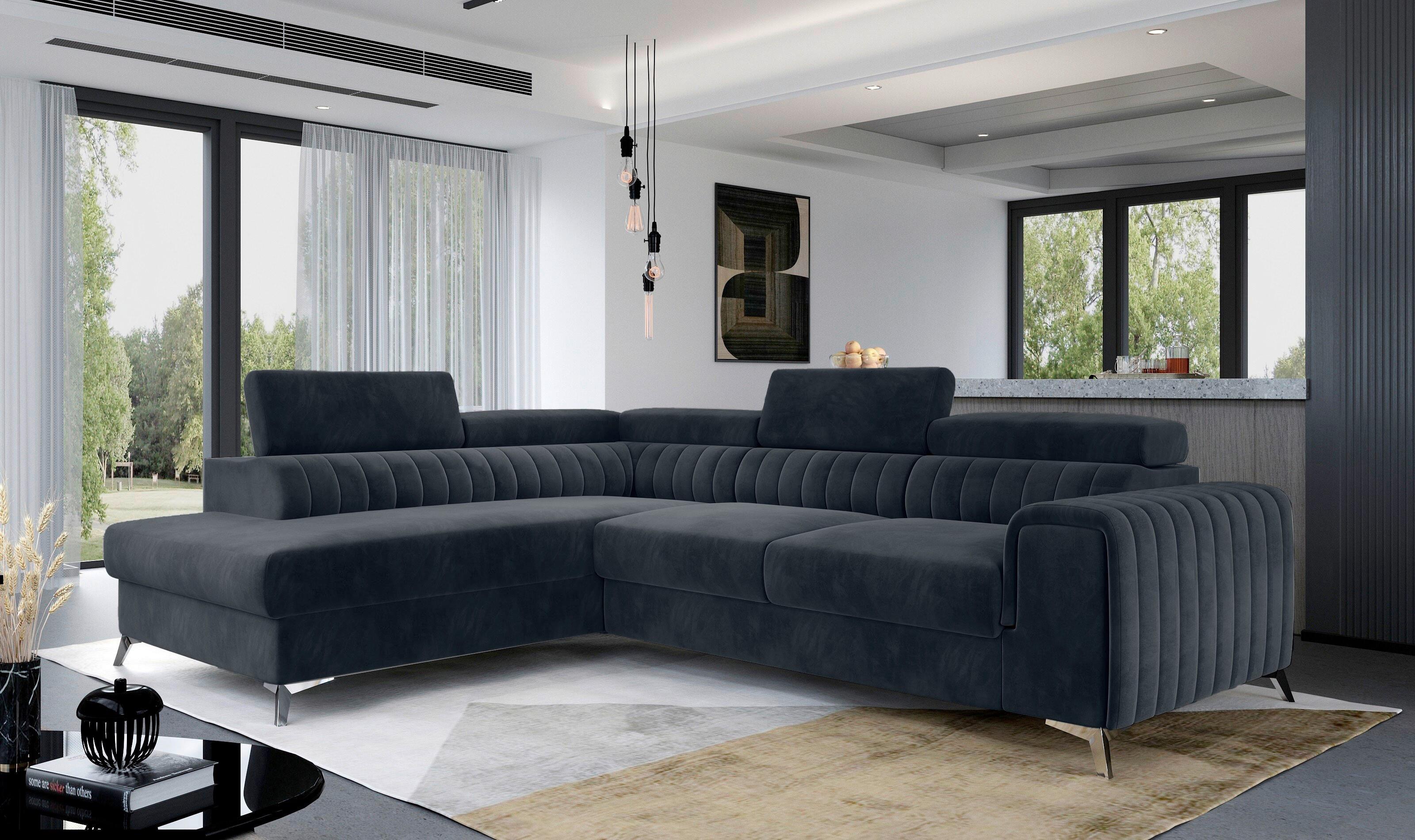 Ecksofa Laurence Beige S: 205x278 cm - Dunkelgrau/Silberfarben, Design, Textil (205/278cm) - MID.YOU