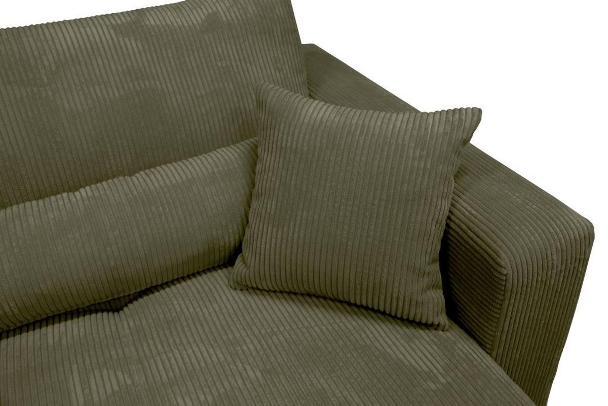 Rohová sedačka XELA, sezení boxspring, khaki manš. - černá/khaki, Moderní, textil (265/170cm)