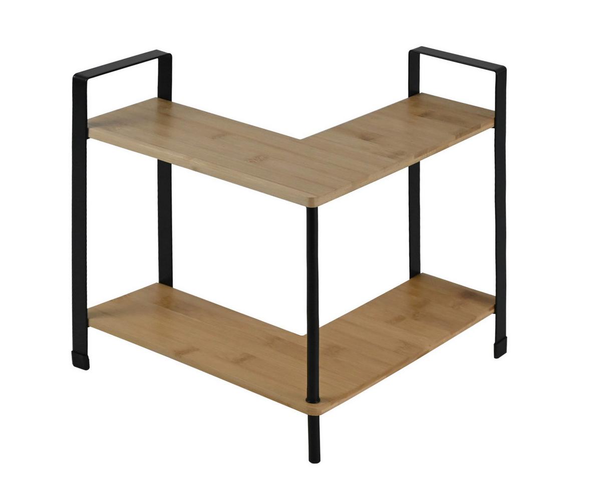 Kuchyňský regál RITA - CORNER - černá/přírodní barvy, Moderní, kov/přírodní materiály (30/33/30cm) - Mömax