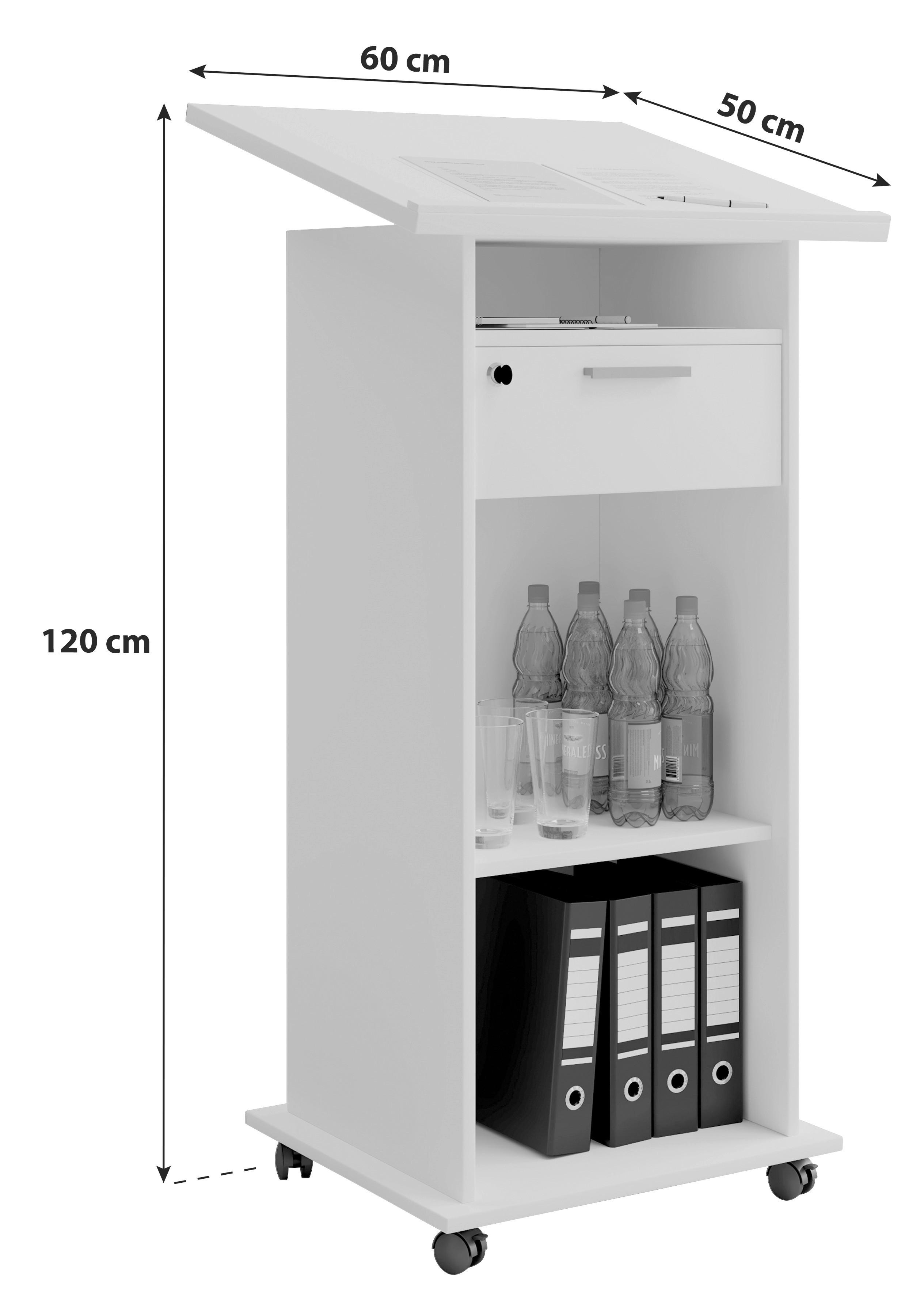 Stehpult mit Stauraum + Rollen BxH: 50x120 cm Buche Dekor - Buchefarben, Basics, Holzwerkstoff (60/50/120cm) - MID.YOU