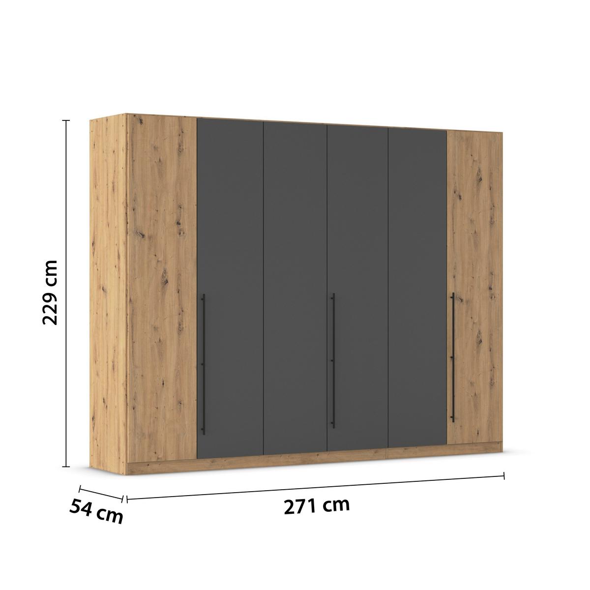 Kleiderschrank Safari B: 271 cm - Eiche Artisan/Grau, KONVENTIONELL, Holzwerkstoff (271/229/54cm)