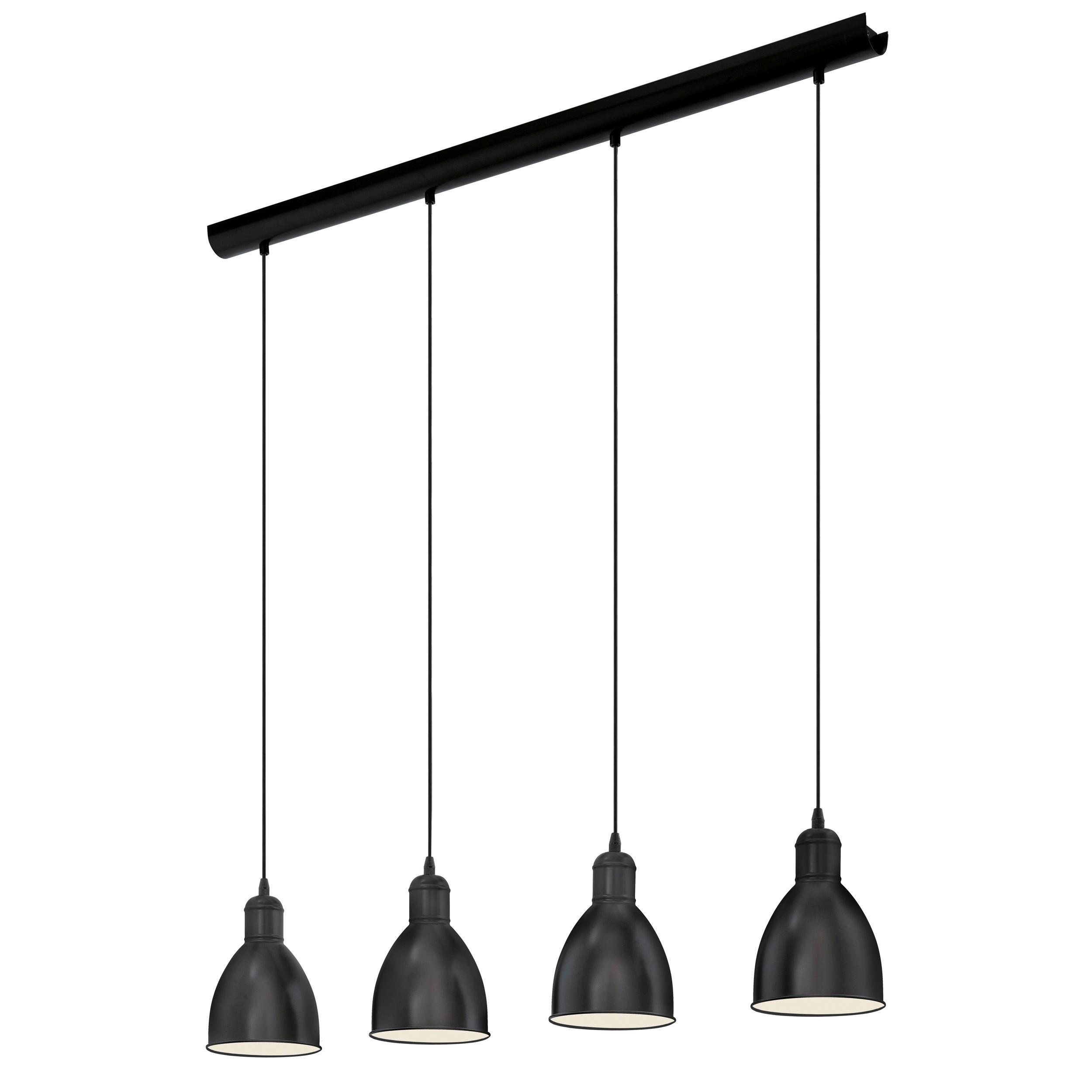 Hängeleuchten Priddy H: 110 cm 4-Flammig, Stahl Schwarz/Weiß - Schwarz/Weiß, Basics, Metall (97,5/15,5/110cm) - Eglo