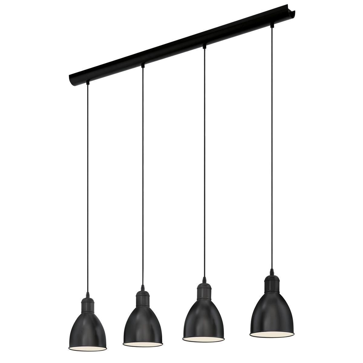 Hängeleuchten Priddy H: 110 cm 4-Flammig, Stahl Schwarz/Weiß - Schwarz/Weiß, Basics, Metall (97,5/15,5/110cm) - Eglo