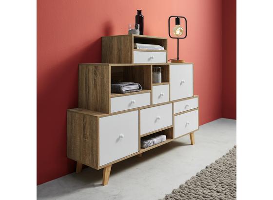 Komoda Claire - farby dubu/biela, Moderný, drevo (118/95/30cm) - Modern Living Komoda Claire - farby dubu/biela, Moderný, drevo (118/95/30cm) - Modern Living