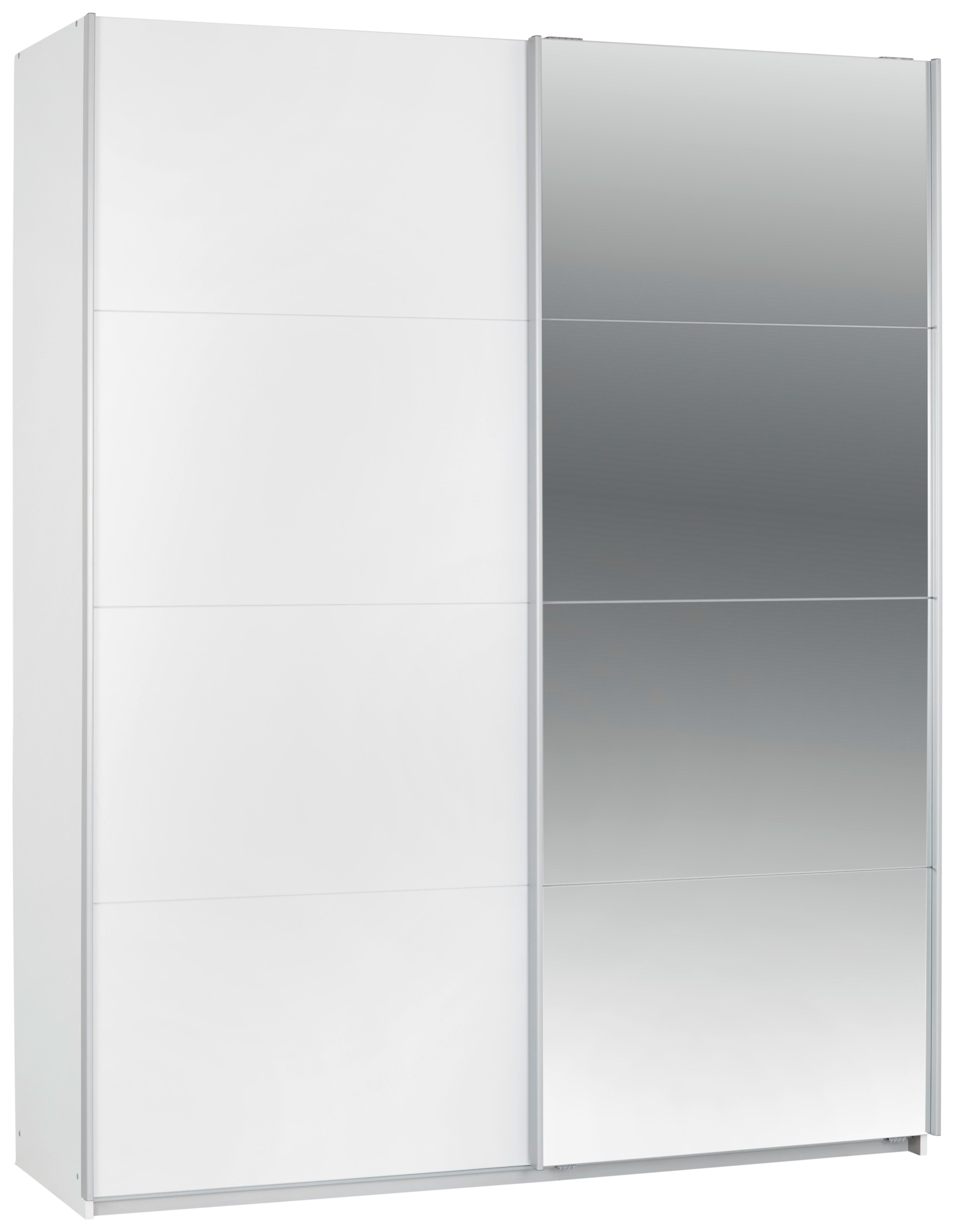 Schwebetürenschrank + Spiegel B: 181cm Feldkirch Weiß - Silberfarben/Weiß, MODERN, Holzwerkstoff (181/229/62cm) - Luca Bessoni