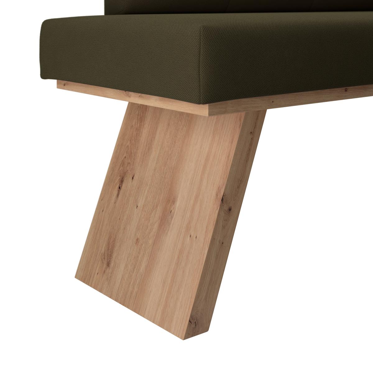 Eckbank Emma Ii Webstoff Moosgrün, B: 185 Cm - Eichefarben/Grün, KONVENTIONELL, Holzwerkstoff/Textil (185/150cm)