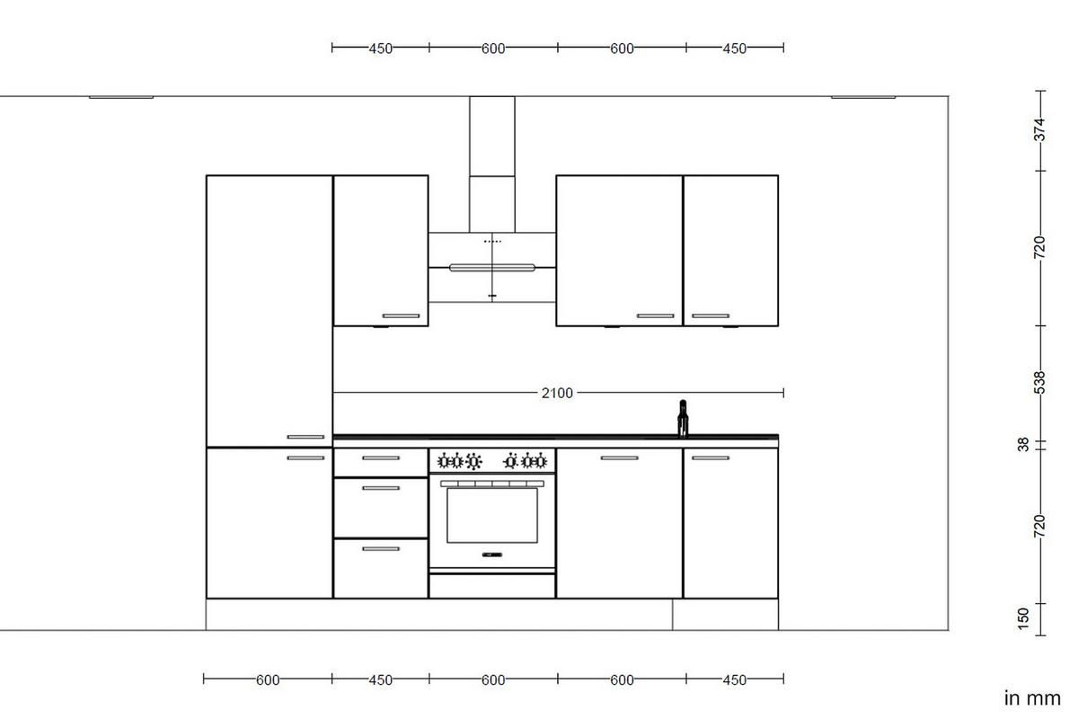 Kuchyňská linka 270 cm, kamenná sivá supermatná - šedá/černá, Moderní, kov/kompozitní dřevo (270cm) - Nobilia