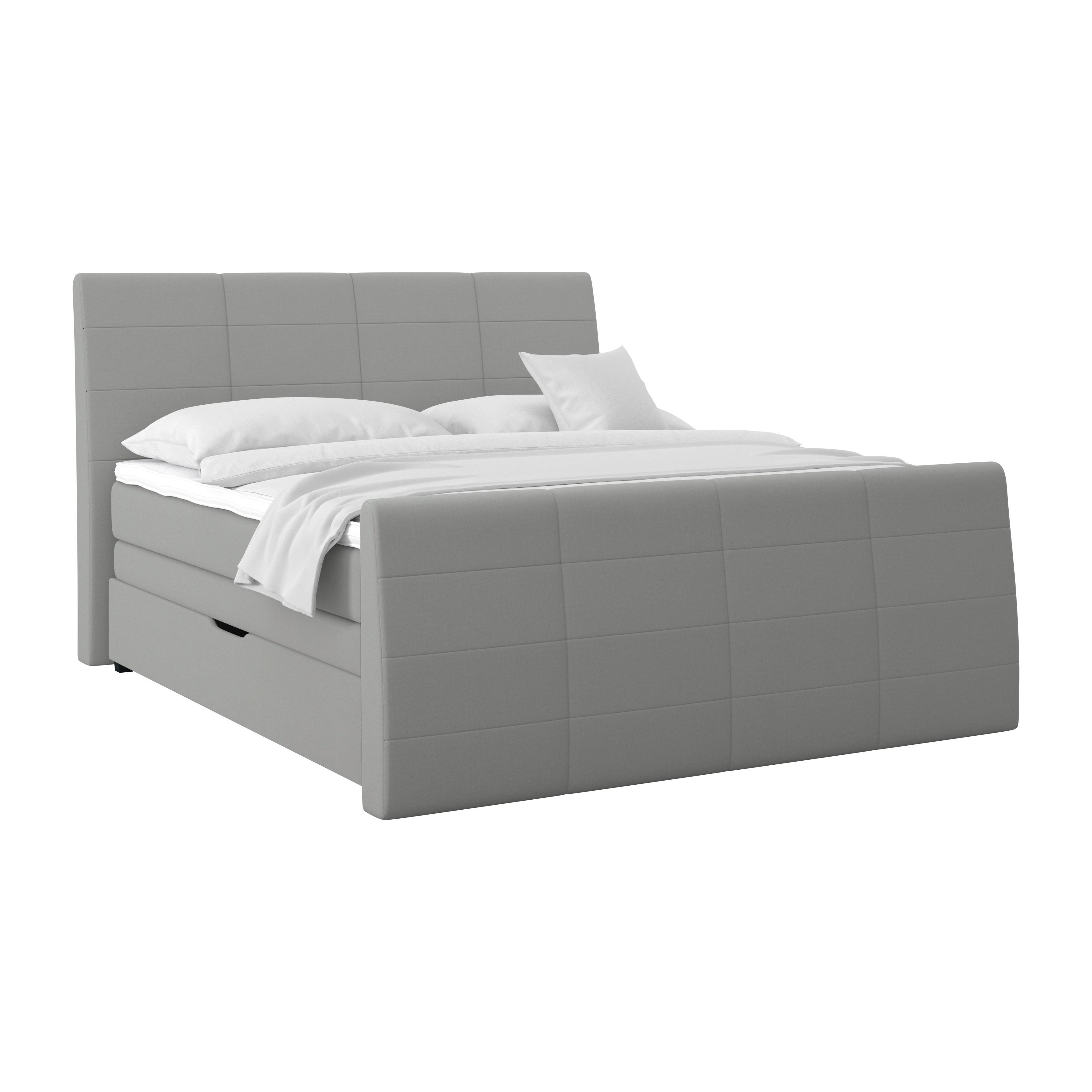 Boxspringbett Libra - Silberfarben/Schwarz, KONVENTIONELL, Textil (180/200cm)