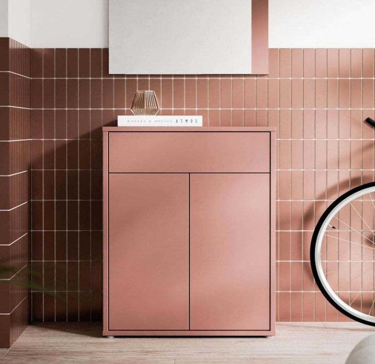 Komoda farba terracotta - terakotová/farba duba, Modern, kompozitné drevo (74,5/99,1/34,9cm)