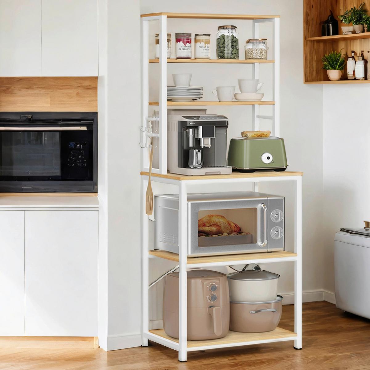 Regal Kitchen Shelf - Eichefarben/Weiß, MODERN, Holzwerkstoff/Metall (60/167/40cm) - MID.YOU