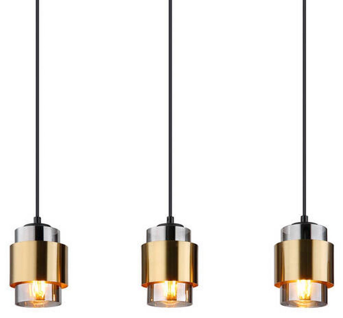 Hängeleuchte 15560-5h Milley - Messingfarben/Schwarz, Design, Glas/Metall (105/10/150cm) - Globo