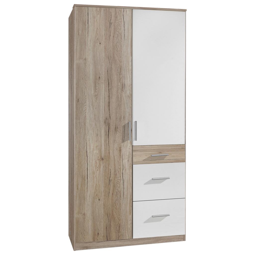 Kleiderschrank Joker Weiß/Eiche San Remo B: 91cm