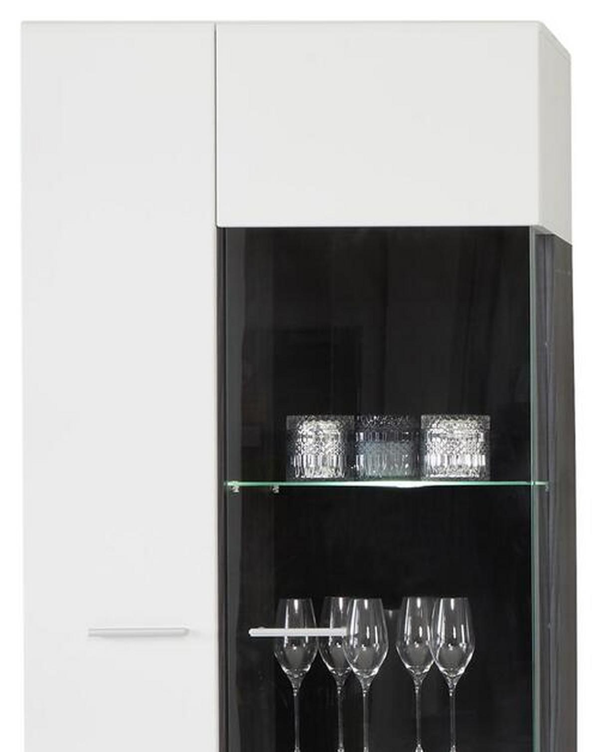 Wohnwand Modern 4 -Teilig. mit Led Concerto, Weiß/Schwarz - Silberfarben/Schwarz, MODERN, Glas/Holzwerkstoff (308/190/41cm)