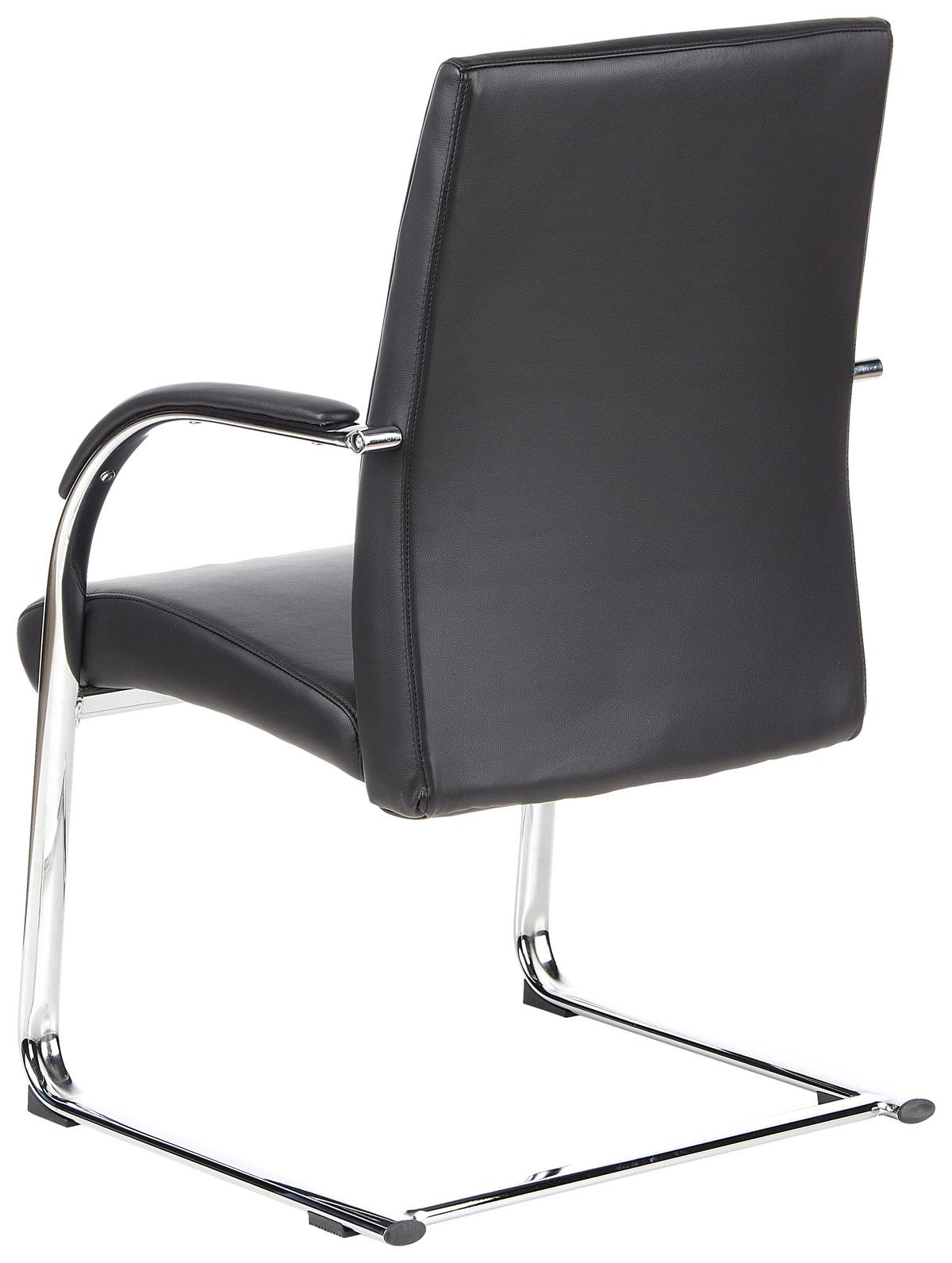 Besucherstuhl Barolo V Schwarz - Schwarz/Alufarben, MODERN, Leder/Textil (60/101/49cm) - MID.YOU