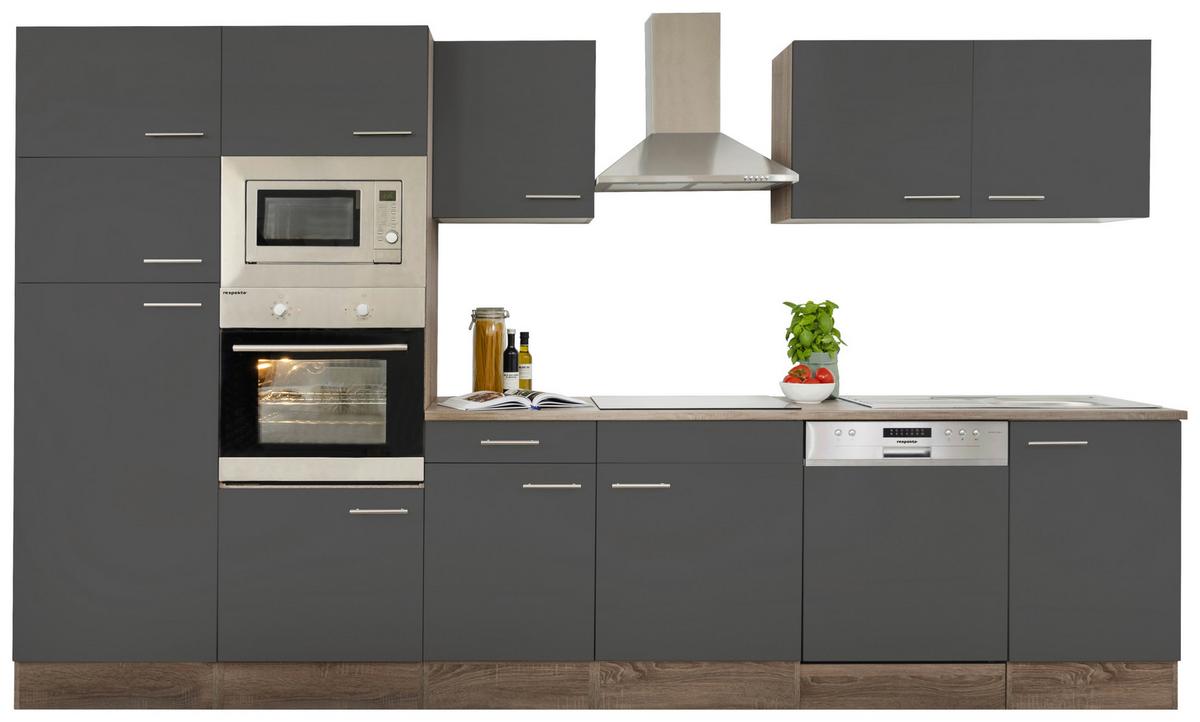 Küchenzeile Mit Geräten 340 Cm Grau/eiche Dekor - Eichefarben/Grau, MODERN, Holzwerkstoff (340cm) - Respekta