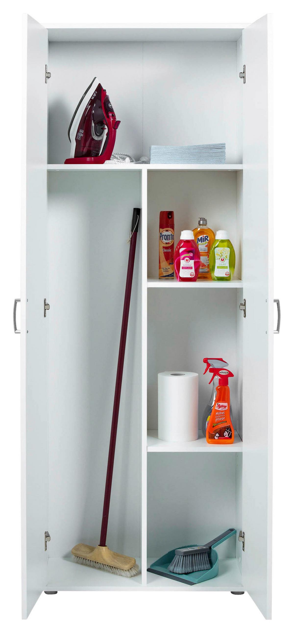 Mehrzweckschrank Arcconati Hhs Weiss Holz Dekor BxH 34x189cm - Weiß, Basics, Holzwerkstoff (70/34/189cm) - MID.YOU