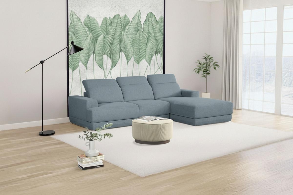 Ecksofa Frans Blau S: 204 Cm - Blau/Schwarz, Design, Textil (204/293cm) - MID.YOU