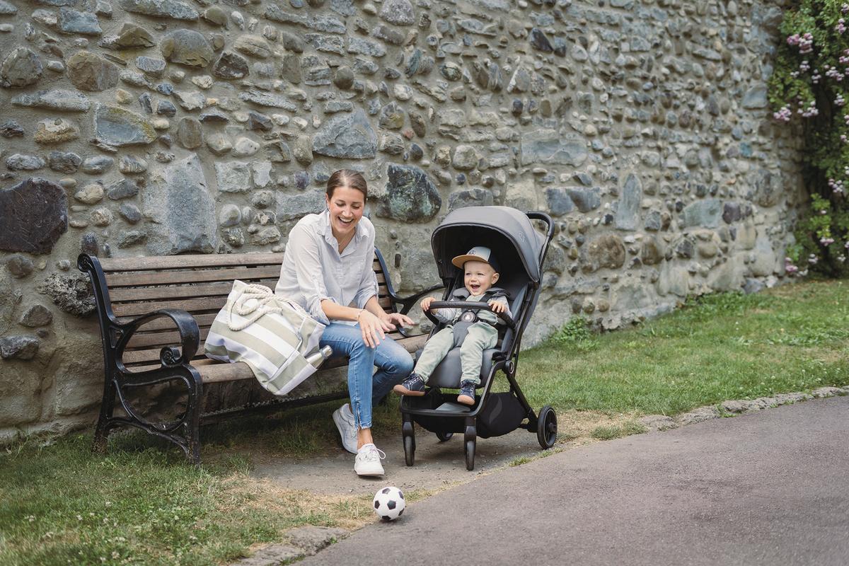 Buggy Boogy 2 Stone Grau, B/H/T: 51x105x84,5 - Dunkelgrau/Schwarz, Basics, Textil/Metall (51/105/84,5cm) - Osann