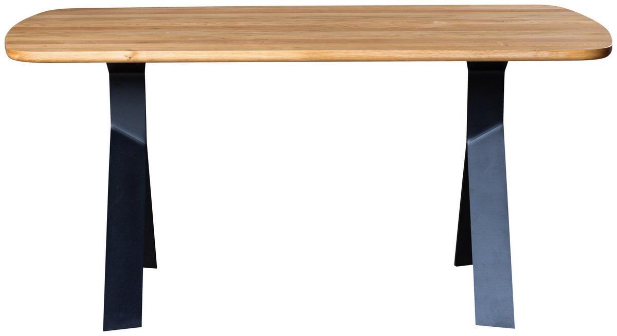 Esstisch Massiv Geölt Ulmo 160x76x90 cm - Eichefarben/Schwarz, MODERN, Holz/Metall (160/76/90cm)