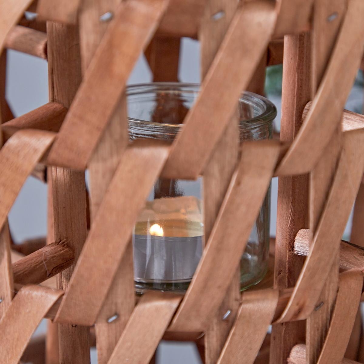 Windlicht Holz Braun Ø 22 Cm - Braun, MODERN, Holz (22/40cm)
