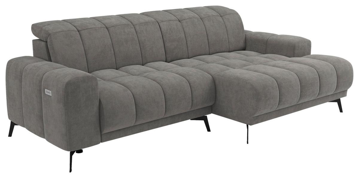 Rohová sedačka LAYA, pravá, šedohnědá tkanina MEMPHIS - šedohnědá, Moderní, textil (250/155cm) - Premium Living