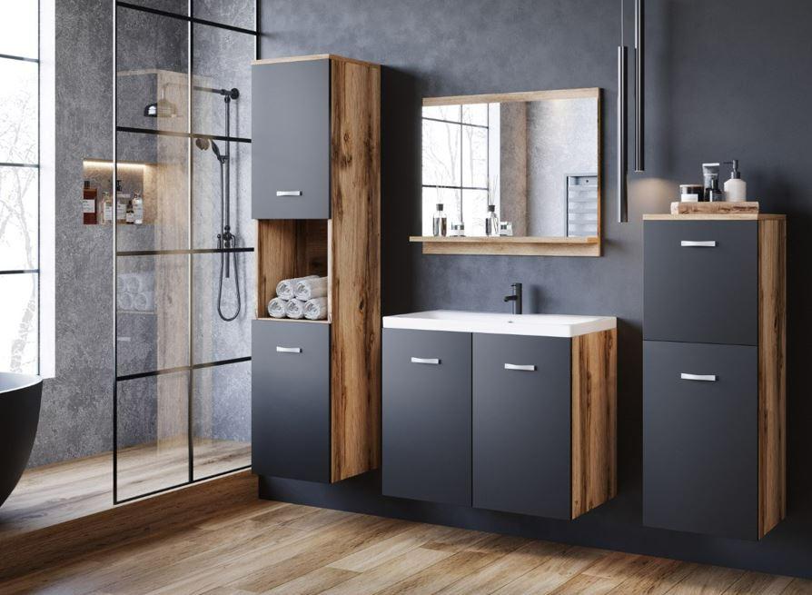 Badmöbel-Set 5--Teilig. Malo 140 cm Wotan/Schwarz