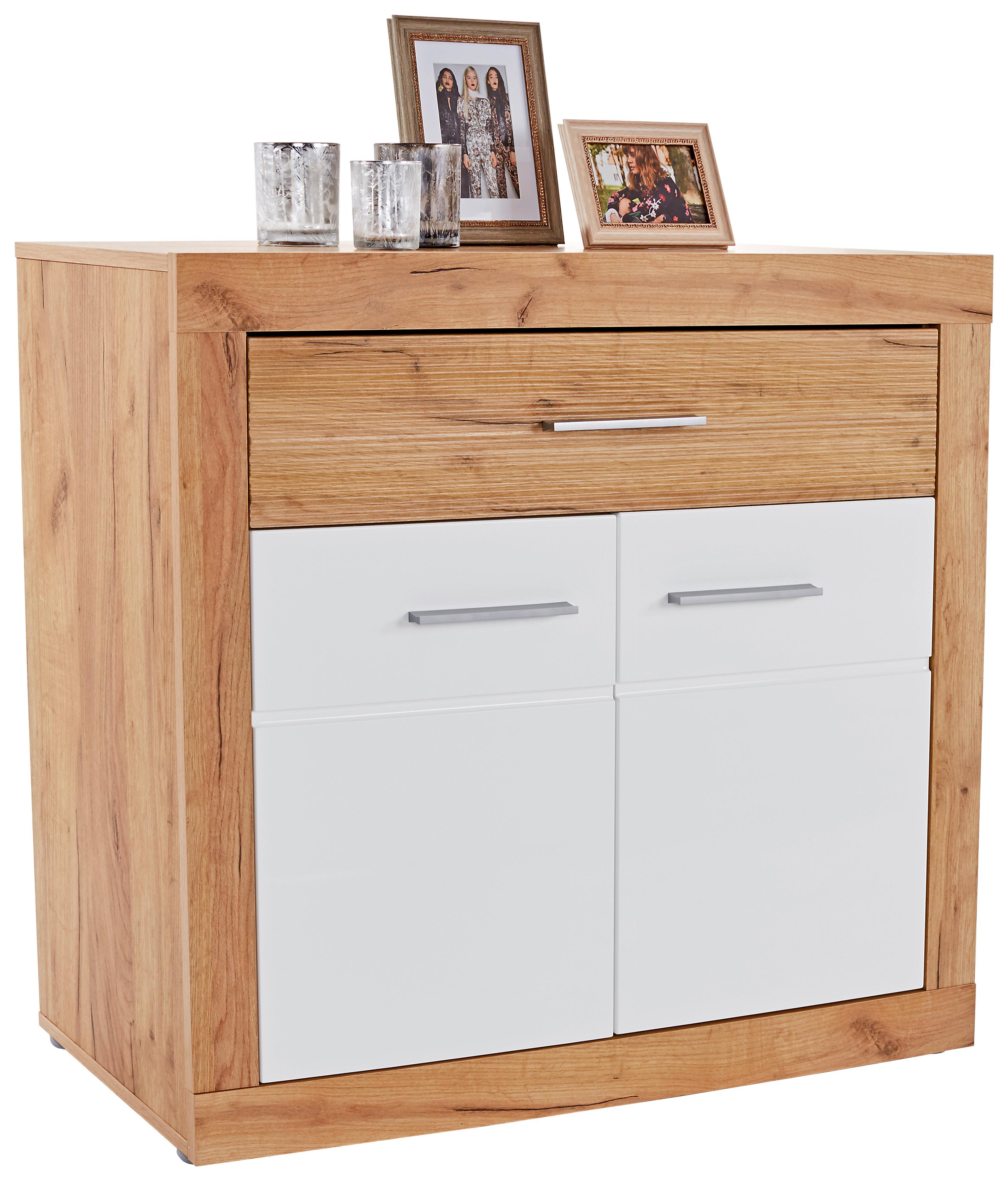 Komód Malta 97/86 Cm - tölgyfa színű/fehér, Modern, faalapú anyag (96,4/86/39,9cm)