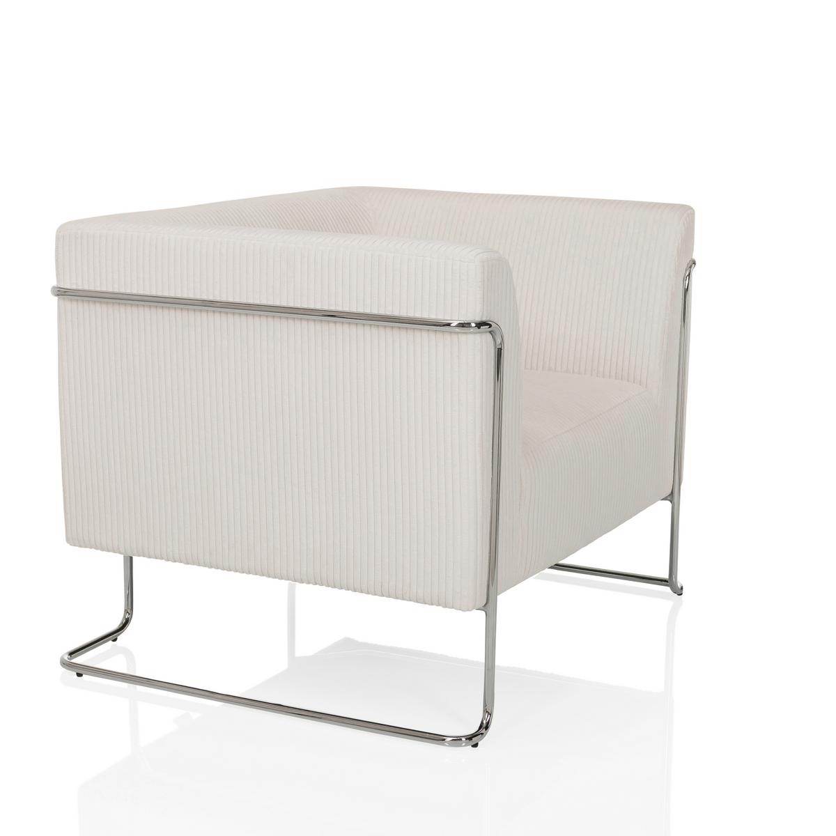 Loungesessel Weiß B: 88 Cm - Silberfarben/Weiß, MODERN, Textil/Metall (88/74/74cm) - MID.YOU