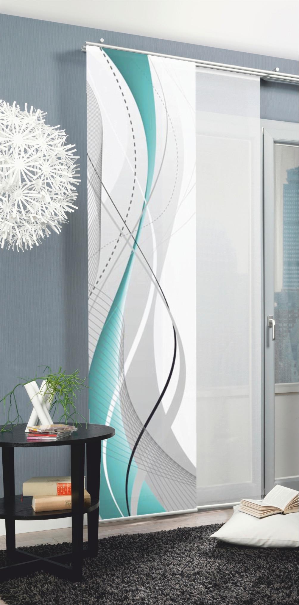 Flächenvorhang Carlisle Petrol B: 60 cm - Petrol, Design, Textil (60/245cm)