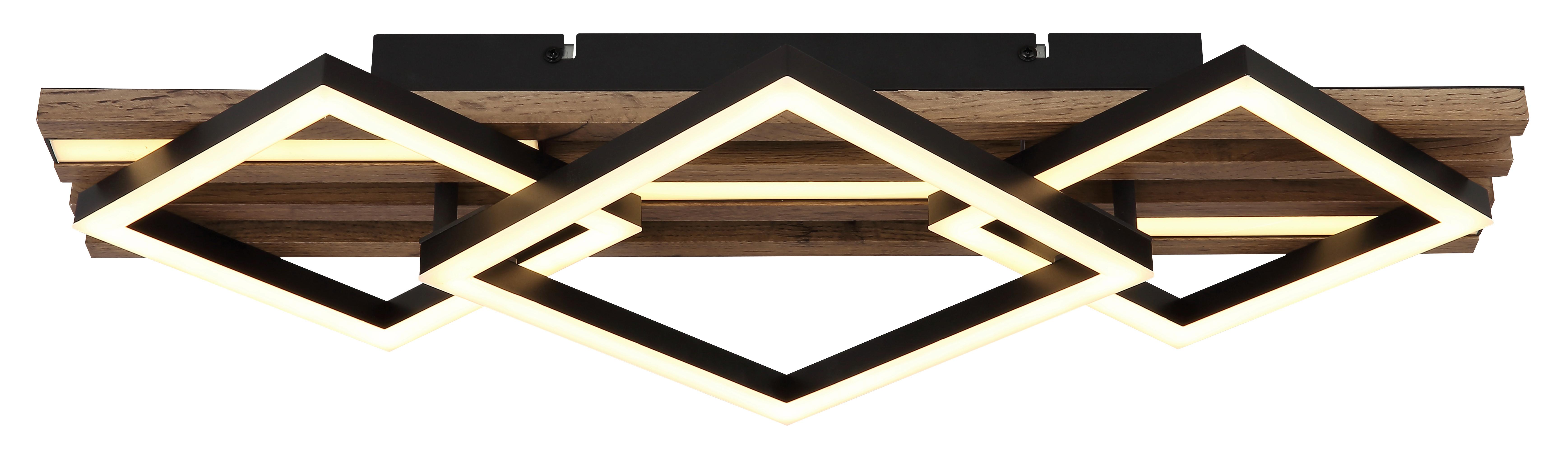 Led-deckenleuchte 67344d2 Obrien - Dunkelbraun/Schwarz, Natur, Holzwerkstoff/Kunststoff (61/31/9,5cm) - Globo