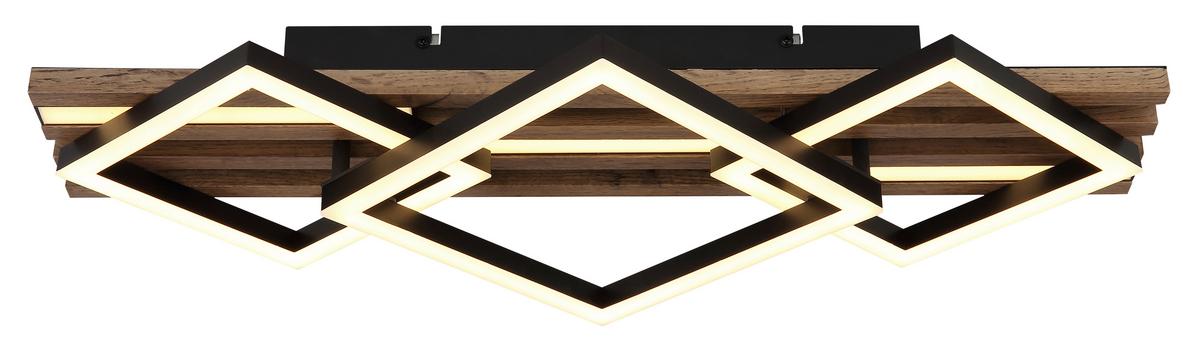 Led-deckenleuchte 67344d2 Obrien - Dunkelbraun/Schwarz, Natur, Holzwerkstoff/Kunststoff (61/31/9,5cm) - Globo