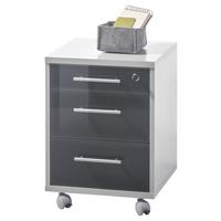 Rollcontainer Hellgrau / Glas Graphit Office Lux 40x56x40 Cm - Hellgrau/Graphitfarben, Design, Glas/Holzwerkstoff (40/56/40cm) - MID.YOU