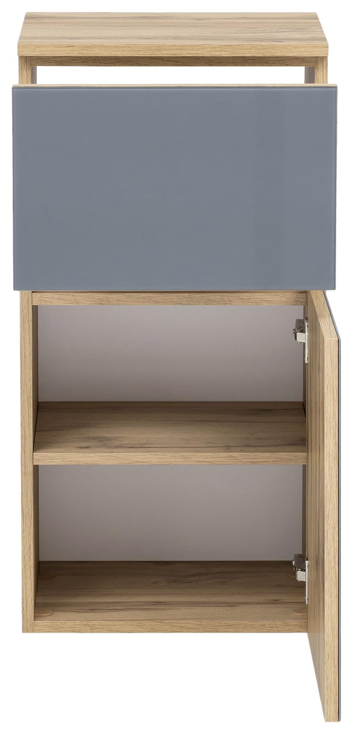 Unterschrank grifflos Helsinki B: 40cm Grau/Eiche Dekor - Eichefarben/Silberfarben, KONVENTIONELL, Glas/Holzwerkstoff (40/79/35cm) - Held