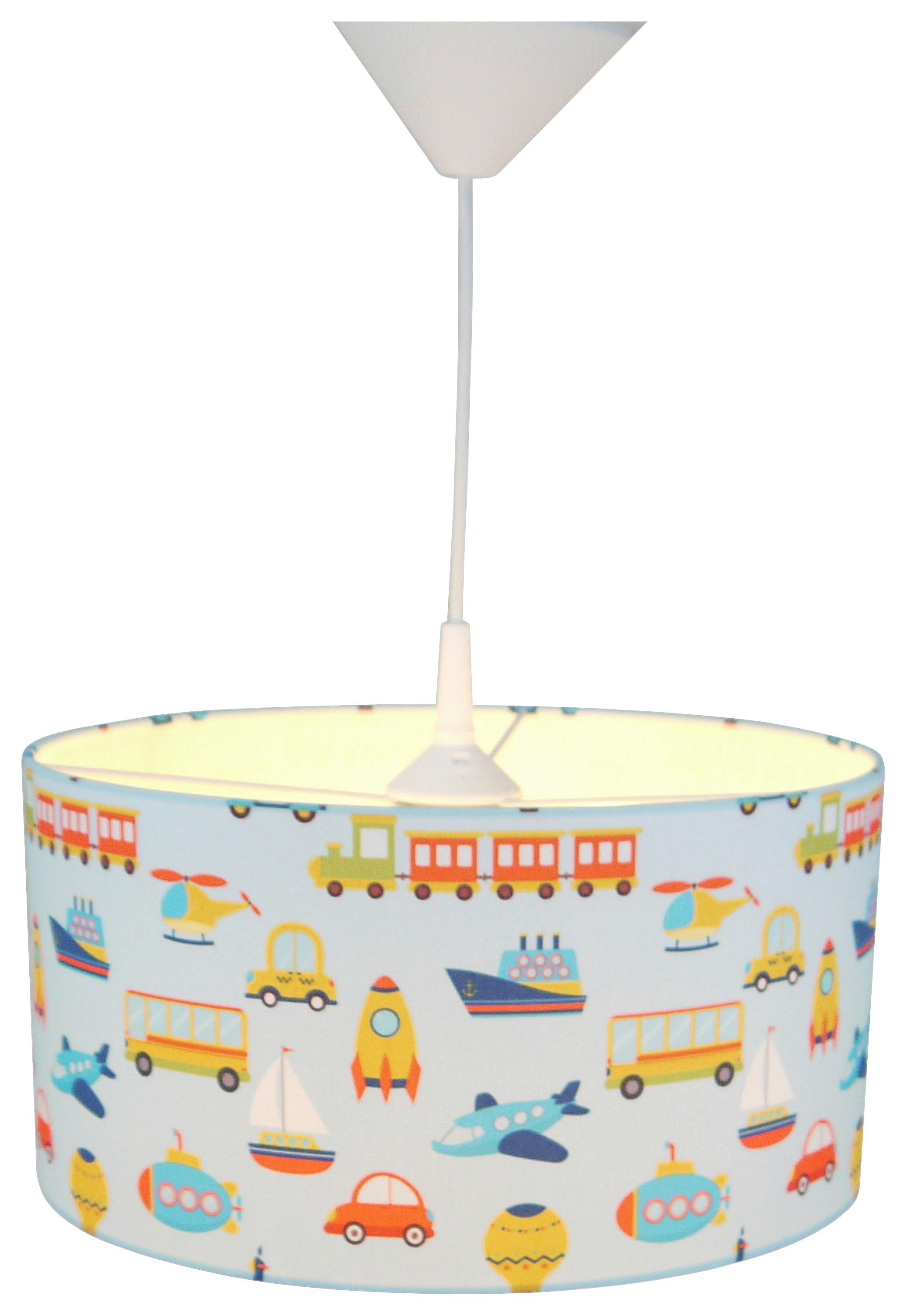 Kinderhängeleuchte Fahrzeuge H: 79 Cm 1-Flammig - Weiß/Hellblau, Trend, Textil/Metall (35/79cm) - Niermann